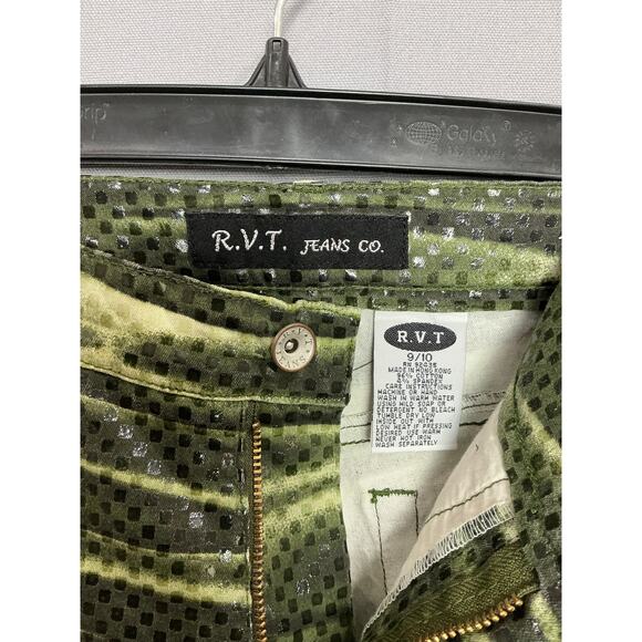 R.V.T. Y2K Vintage Funky Camo Swirl Shiny Flared Bootcut Pants Size 9/10 Bratz - Picture 4 of 4